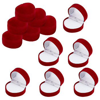 Heart Shape Velvet Ring Boxes, Valentine's Day Wedding Engagement Jewelry Gift Boxes, Red, 4.5x4.3x3.5cm