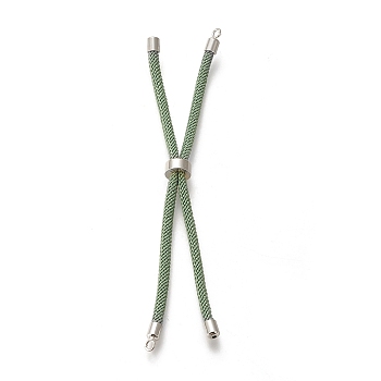 Nylon Twisted Cord Bracelet, with Brass Cord End, for Slider Bracelet Making, Dark Sea Green, 9 inch(22.8cm), Hole: 2.8mm, Single Chain Length: about 11.4cm