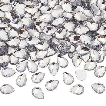 250Pcs Acrylic Rhinestone Cabochons, Flat Back & Faceted, Teardrop, Clear, 18x13x4mm