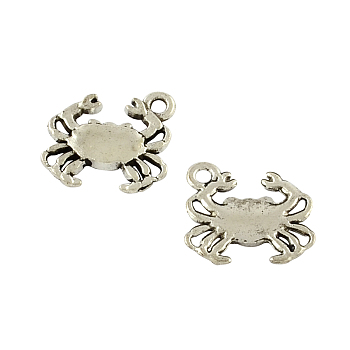 Tibetan Style Alloy Crab Pendants, Cadmium Free & Lead Free, Antique Silver, 15x16.3x2mm, Hole: 2mm, about 500pcs/500g