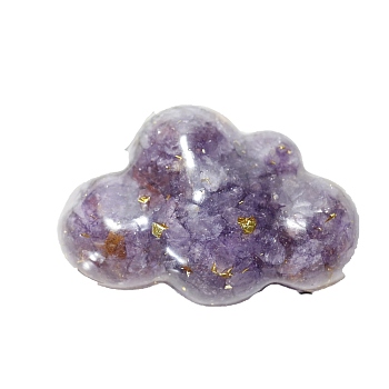 Gold Foil Resin Cloud Display Decoration, with Natural Amethyst Chips inside Statues for Home Office Decorations, 45x65x25mm