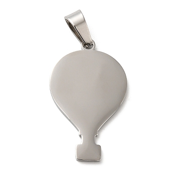 304 Stainless Steel Pendants, Stamping Blank Tag, Hot Air Balloon Charm, Stainless Steel Color, 28.5x17.5x1mm, Hole: 6.5x4mm
