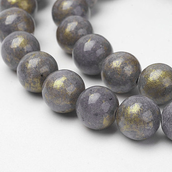 Natural Mashan Jade Beads Strands, Dyed, Round, Gray, 4mm, Hole: 1mm, about 90pcs/strand, 16 inch