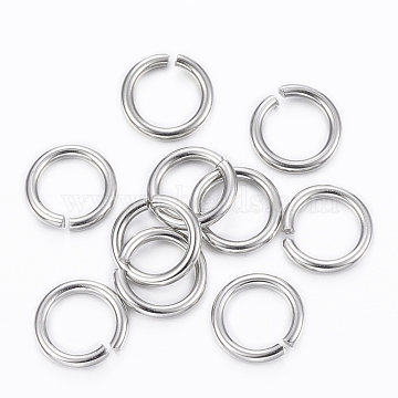 304 Stainless Steel Open Jump Rings, Stainless Steel Color, 18 Gauge, 8x1mm, Inner Diameter: 6mm(X-STAS-H555-05P)