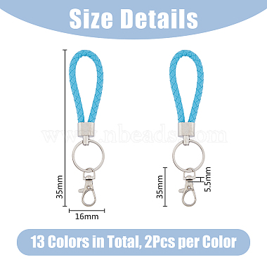 26Pcs 13 Colors Braided PU Leather Ornament Lanyard Strap Keychain(KEYC-DC0001-18)-2