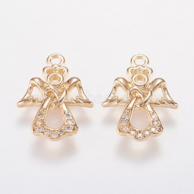 Light Gold Angel & Fairy Brass+Cubic Zirconia Pendants