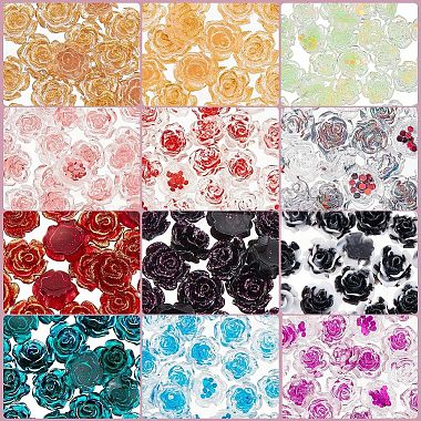 Olycraft 240Pcs 12 Style Camellia Transparent Resin Cabochons(MRMJ-OC0003-41)-4