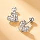 Cubic Zirconia Heart Stud Earrings for Women(EJEW-F317-17P)-2