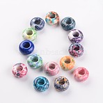 Dyed Rondelle Natural Ocean White Jade Beads, Large Hole Beads, Mixed Color, 15x8mm, Hole: 6mm(X-G-D782-M)