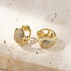 Brass Micro Pave Clear Cubic Zirconia Hoop Earrings, Lead Free & Cadmium Free, Long-Lasting Plated, Real 18K Gold Plated, 10x11x5.5mm(EJEW-D311-103G)