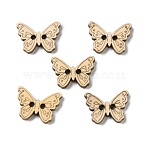 Wooden Buttons, 2-Hole, Butterfly, Wheat, 16.5x23.5x3.5mm, Hole: 3mm(WOOD-A029-01)