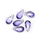 Handmade Lampwork Charms, Teardrop, Slate Blue, 15x8x5.5mm, Hole: 1mm(LAMP-WH0006-04)