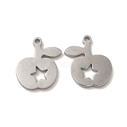 Non-Tarnish 304 Stainless Steel Charms, Apple with Star, Stainless Steel Color, 15x13x1.4mm, Hole: 1.4mm(STAS-M089-49P)