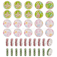 DIY Flower Beads Jewelry Making Finding Kits, Including Round Lampwork & Brass Pave Rhinestone Spacer Beads, Mixed Color, 12mm, Hole: 1.8mm,(DIY-GO0001-79)