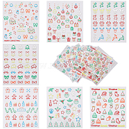 7 Sheets 7 Styles PET Christmas Nail Art Stickers, Self-Adhesive Nail Design Art, for Nail Toenails Tips Decorations, Mixed Shapes, Mixed Patterns, Sticker: 3.5~17x3~27.5mm, 1 sheet/style(DIY-FH0005-74)