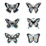 Gorgecraft 6Pcs 6 Style Waterproof PVC Electrostatic Wall Stickers Brick Pattern Stickers, for Living Room TV Wall Store Backdrops Thick Wallpaper Decoration, Butterfly, Black, 9.4~10.7x13~15cm, 6pcs/set(DIY-GF0003-75)