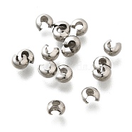 304 Stainless Steel Crimp Beads Covers, Stainless Steel Color, 4x3.5x2.5mm(STAS-P239-34P-03)