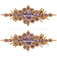 Rhinestone Flower Appliques, Ornament Accessories for Bridal Belt, Tanzanite, 87~93x238~242x4.5~5mm(DIY-WH0504-99A)