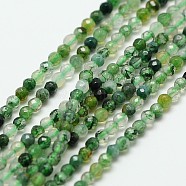 Natural Moss Agate Beads Strands, Faceted Round, 2mm, Hole: 0.8mm, about 190pcs/strand, 16 inch(G-A129-2mm-01)