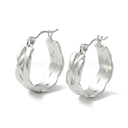 304 Stainless Steel Wide Chunky Hoop Earrings for Women, Stainless Steel Color, 22x19x7mm, Pin: 0.7mm(EJEW-P197-04P)