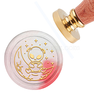Brass Wax Seal Stamp with Handle, for DIY Scrapbooking, Moon Pattern, 3.5x1.18 inch(8.9x3cm)(AJEW-WH0184-0076)