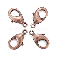 Red Copper Brass Lobster Claw Clasps, Parrot Trigger Clasps, Nickel Free, 15x8x3mm, Hole: 2mm(X-KK-903-R-NF)