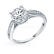 S925 Silver Engagement Ring with Zirconia, Simple and Fashionable(FU1359-1)