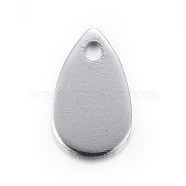 Stainless Steel Charms, teardrop, Stamping Blank Tag, Stainless Steel Color, 10x6x0.6mm, Hole: 1.2mm(X-STAS-L211-02B-P)