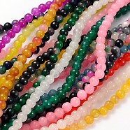 Natural White Jade Dyed Beads Strands, Round, Mixed Color, about 4mm in diameter, hole: 0.5mm, about 92pcs/strand, 15.5 inch(JB4mm-M)