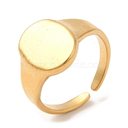 304 Stainless Steel Open Cuff Rings, Oval Signet Rings for Women, Real 18K Gold Plated, US Size 7 1/4(17.5mm)(STAS-D085-06G)