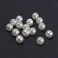 Creamy White Round Chunky Imitation Loose Acrylic Pearl Beads, 6mm, Hole: 2mm(X-PACR-6D-12)