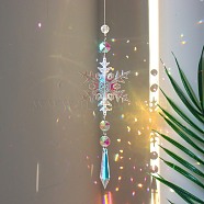 Snowflake K9 Glass Big Pendant Decorations, Hanging Sun Catchers, Crystal Prism Rainbow Maker for Christmas Tree, Ceiling Chandelier, Window, Garden, Bullet, 400mm(PW-WG59589-03)