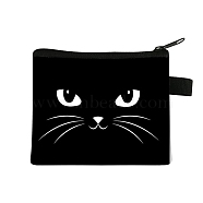 Cute Cat Polyester Zipper Wallets, Rectangle Coin Purses, Change Purse for Women & Girls, Black, 11x13.5cm(ANIM-PW0002-28H)