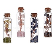 Glass Wishing Bottle, For Pendant Decoration, with Gemstone Chip Beads Inside and Cork Stopper, 73x19.5mm, 4pcs/set(DJEW-GF0001-05A)