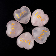 Natural Rose Quartz Display Decorations, Home Decoration, Heart with Word Love, 30x30x13mm(PW-WG23600-08)
