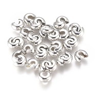 Brass Crimp Beads Covers, Platinum, 5x4.5x3mm, Hole: 1.5mm, about 100pcs/bag(KK-CJC0001-06B-P)