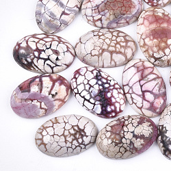 Dyed Natural Fire Agate Cabochons, Oval, Plum, 30.00x20.00x7.00mm(X-G-Q957-02A-20x30)