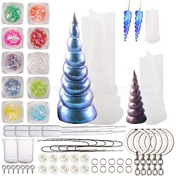 DIY Kit, with Silicone Molds, Nail Art Decoration, Plastic Transfer Pipettes & Measuring Cup, Finger Cots, Waxed Cotton Cord Necklace, Alloy Keychain Findings and Iron Jump Rings, Mixed Color(DIY-SC0009-04)