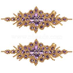 Rhinestone Flower Appliques, Ornament Accessories for Bridal Belt, Tanzanite, 87~93x238~242x4.5~5mm(DIY-WH0504-99A)