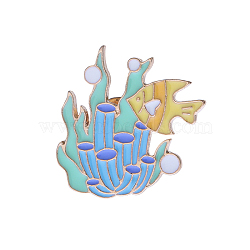 Ocean Theme Enamel Pin, Golden Alloy Badge for Backpack Clothes, Fish Pattern, 35x25mm(OCEA-PW0001-65B)