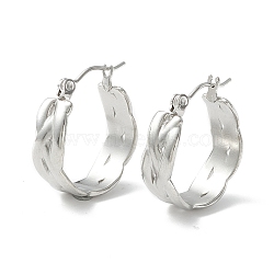 Non-Tarnish 304 Stainless Steel Wide Chunky Hoop Earrings for Women, Stainless Steel Color, 22x19x7mm, Pin: 0.7mm(EJEW-P197-04P)