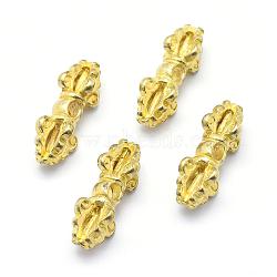 Brass Beads, Dorje Vajra for Buddha Jewelry, Lead Free & Cadmium Free & Nickel Free, Raw(Unplated), 22x9x9mm, Hole: 2mm(KK-G319-54C-RS)