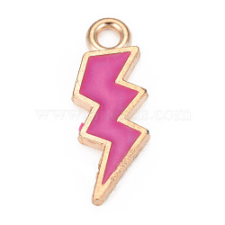 Alloy Enamel Pendants, Lightning, Light Gold, Deep Pink, 20.5x7.5x1.5mm, Hole: 2mm(ENAM-TAC0001-22F)