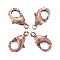 Red Copper Brass Lobster Claw Clasps, Parrot Trigger Clasps, Nickel Free, 15x8x3mm, Hole: 2mm(X-KK-903-R-NF)