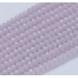 Opaque Solid Color Glass Bead Strands, Imitation Jade, Faceted, Rondelle, Thistle, 3x2mm, Hole: 0.8mm, about 185~190pcs/strand, 14.9~17.3 inch(38~44cm)(GLAA-F076-A12)