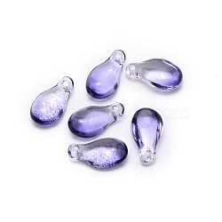 Handmade Lampwork Charms, Teardrop, Slate Blue, 15x8x5.5mm, Hole: 1mm(LAMP-WH0006-04)