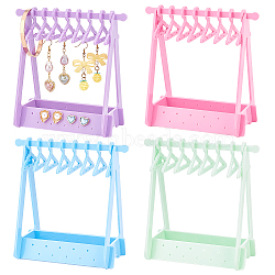 Elite 4 Sets 4 Colors Opaque Acrylic Earring Display Stands, Coat Hanger Shaped Earring Organizer Holder with 8Pcs Hangers, Mixed Color, 15.2x13.5x15.1cm, 1 set/color(EDIS-PH0001-44)