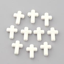 Opaque Acrylic Beads, Cross, White, 16x12x4.5mm(X-SACR-436-C01)