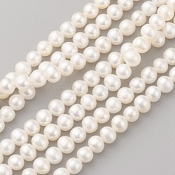Natural Cultured Freshwater Pearl Beads Strands, Round, Old Lace, 5~6x5.5~6mm, Hole: 0.5mm, about 60~61pcs/strand, 14.37~14.57 inch(36.5~37cm)(PEAR-G007-19)