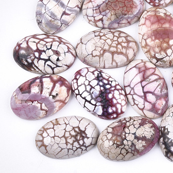 Dyed Natural Fire Agate Cabochons, Oval, Plum, 30.00x20.00x7.00mm
